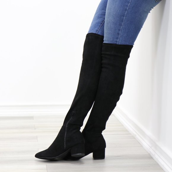 *Restock Over The Knee Black Boots Faux Suede - Picture 9 of 16